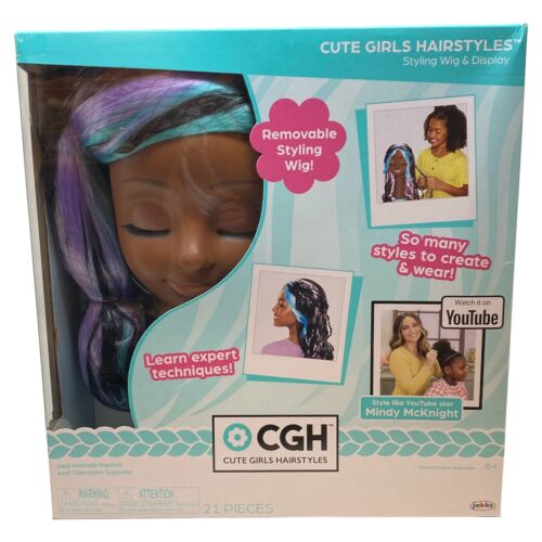 Girls Styling Head Play Doll Fashion Black Hair Accessories Pretend Wig for Doll