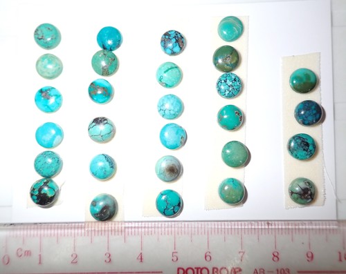 Turquoise Stone Round 8x8 mm Flat Cabochon 53 Carat 28 pieces 10.6 gram Lot A - Picture 3 of 4