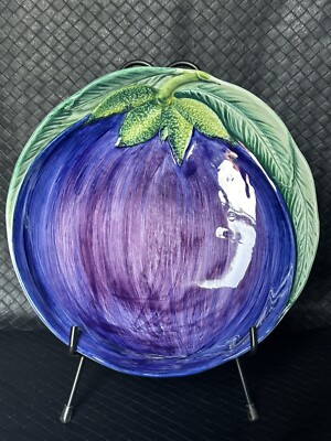 Vietri Bel Orto Blue Plum 9 Inch Bowl Made In Italy Pottery Handpainted 7890