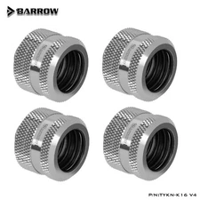 4 Pack Barrow G1/4" to 16mm Hard Tubing Compression Fitting 16mm OD Rigid Silver