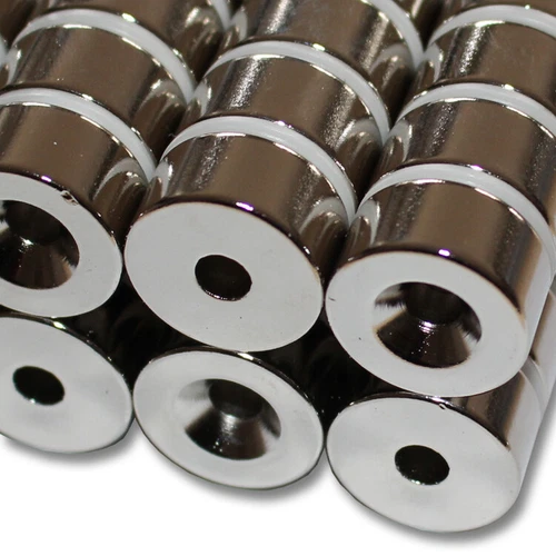 1 NEODYM RING MAGNET D20x10 mm 5,5 mm BOHRUNG SENKUNG SÜD VERSCHRAUBEN 14,5 KG - Bild 1 von 2