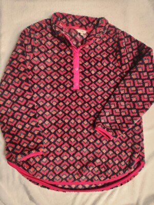 Women's 3X (24W- 26 W) Plus Sherpa Pullover  4 Button Down Geometric Print BNWT