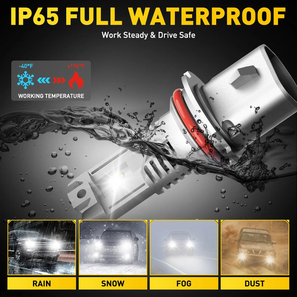 9004 HB1 LED Headlight Super Bright Bulbs Kit White 24000LM High/Low Beam - Image 3 of 4