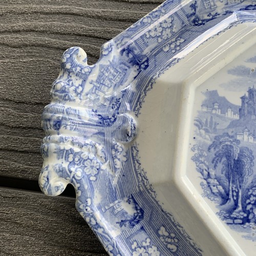 Antique 1850's TJ J.MAYER FLORENTINE TRANSFERWARE TUREEN STAND 9”x7 1/2” Scarce - Picture 3 of 14