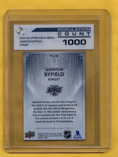 2024/25 UD QUINTON BYFIELD POPULATION COUNT ACETATE CARD #PC-30 LIMIT 1000 - Picture 2 of 2