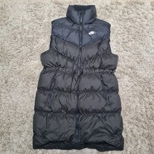 Nike Gilet Womens Small Black Long Puffer Jacket Therma Fit Coat Windpuffer Vest