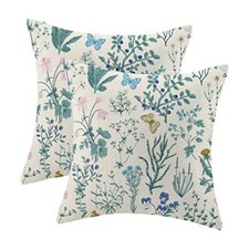 Spring Pillow Covers Set of 2,Blue Teal Wild Flower 18x18 Inch Wild Floral 05