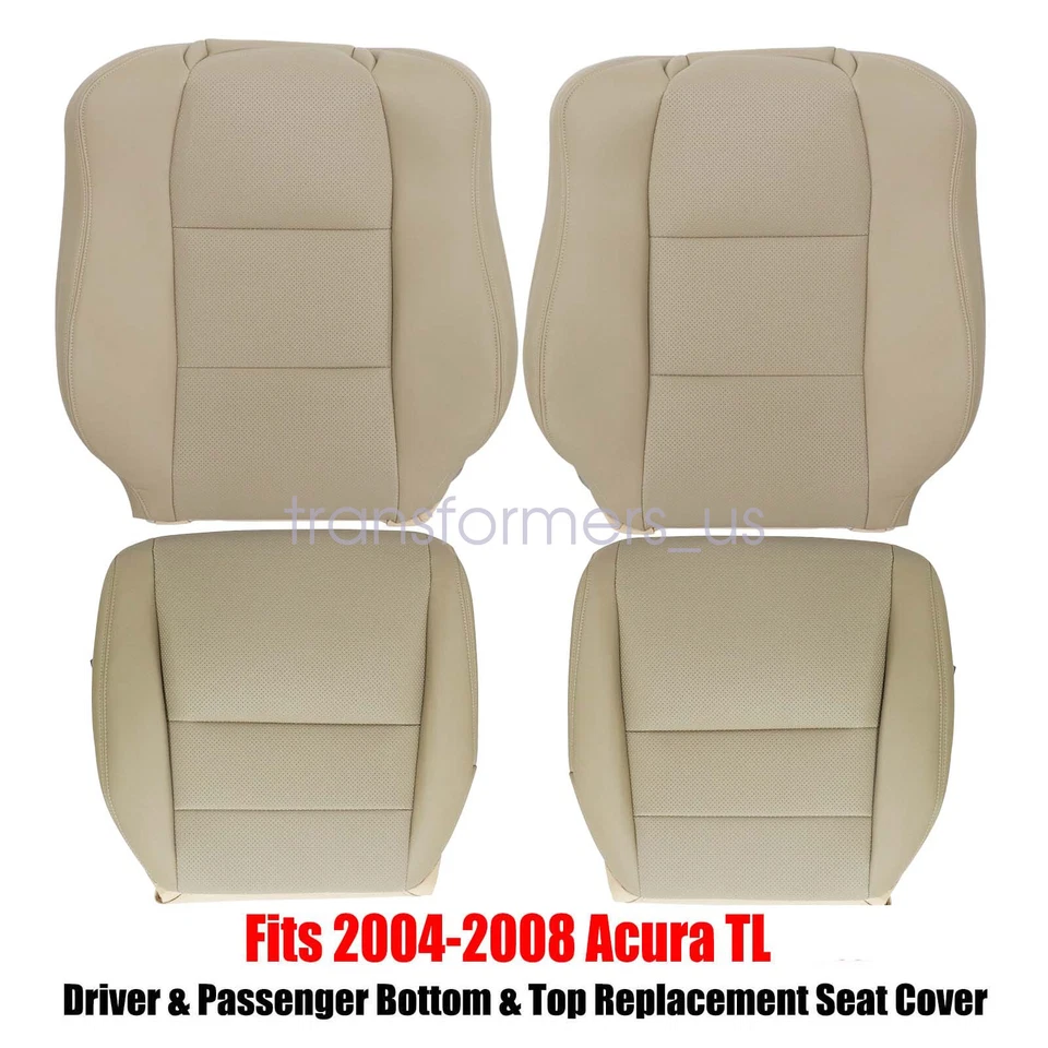 Front Bottom / Top Back Perforated Leather Seat Cover For 2004-2008 Acura TL Tan — 第 3/4 张图片