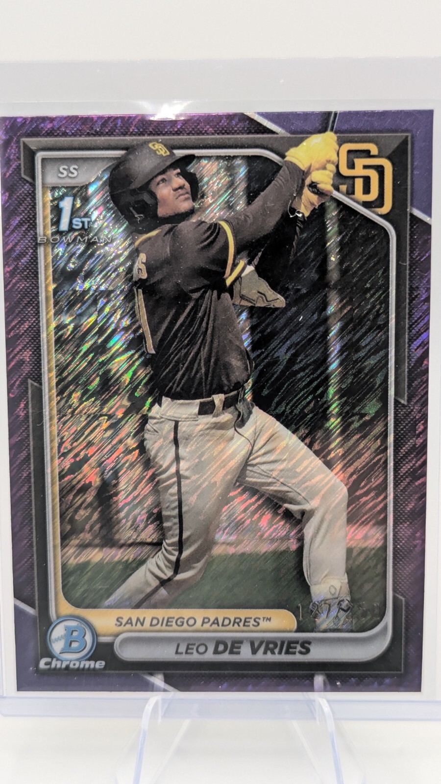 2024 Bowman Chrome Leo De Vries  1st Shimmer Purple 127/250