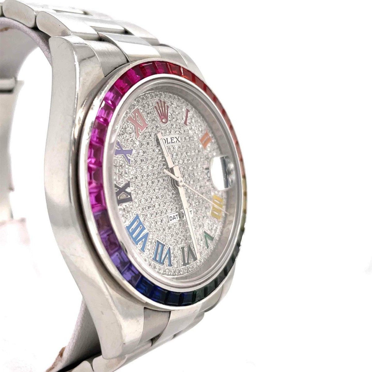 Rolex Datejust Automatic 41mm Custom Rainbow Bezel & Pave Dial