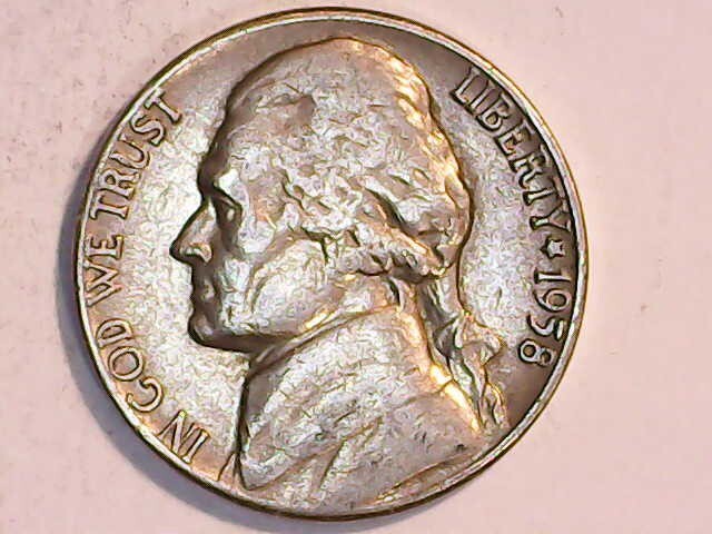1958 D Jefferson / Monticello Nickel - Filled Mint Mark