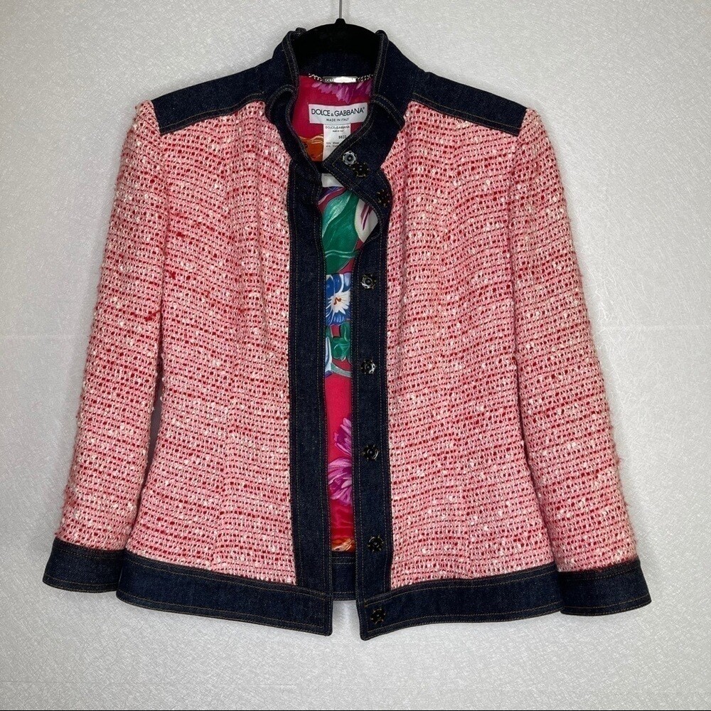 Dolce & Gabbana Vintage Tweed Boucle Denim Wool Jacket 40 | eBay