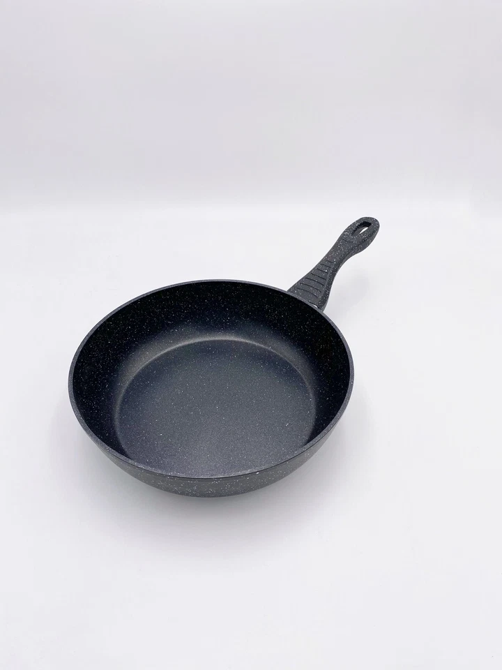 Set 3 Padelle Alte Nere Bavaria In Pietra Lavica Con Coperchi In Vetro Induzione - Immagine 4 di 4