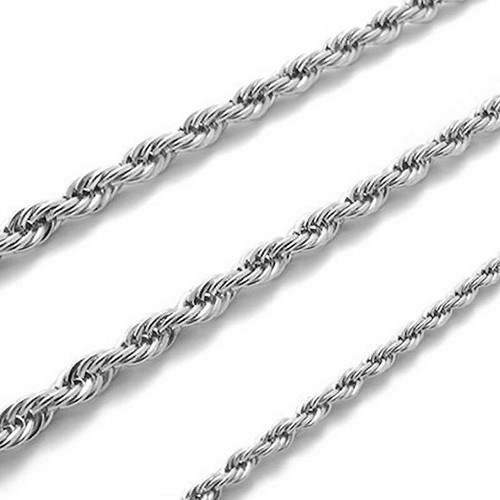 16-30'' MENS 925 2-4mm Silver Plated Rope Curb Chain Necklace Pendant Jewelry - Bild 7 von 20