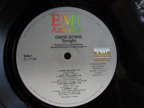 DAVID BOWIE- TONIGHT: 1st US Edition Pressing 1984 EMI Bob Ludwig MINTY Vinyl - Picture 6 of 10