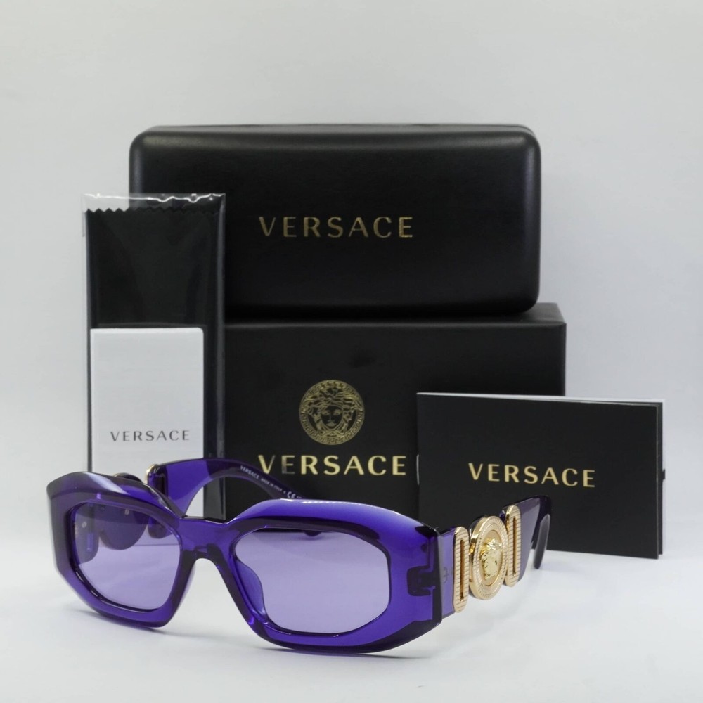 VERSACE VE4425U 54191A Purple Transparent/Violet 54-18-145 Sunglasses New Aut...