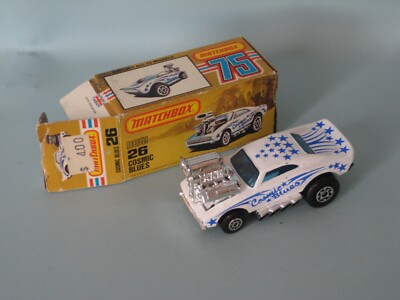 Lesney Matchbox 26 Cosmic Blues USA Rare Picture Box 75mm Superfast Big Banger b