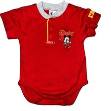 Vintage Baby Mickey  Co red mickey mouse one piece t shirt size 3/6 months