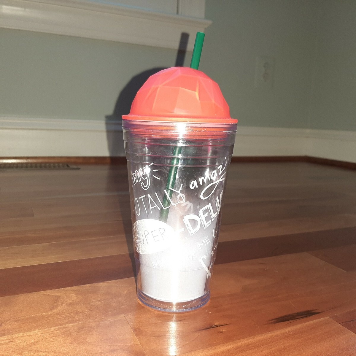 Starbucks Grande My Frappuccino Cold Cup To Go Neon Chiseled Prism Dome Lid  16oz