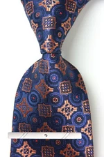 New Classic Polka Dot Brown Blue JACQUARD WOVEN 100% Silk Men's Necktie Tie