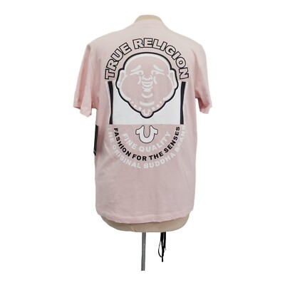 Men s True Religion Buddha Face Arch Logo Tee Size Medium pink