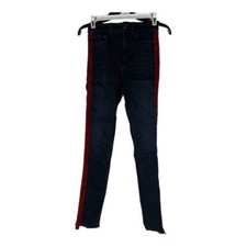 Zara Woman Premium Denim Skinny Jeans Navy With Red Side Stripe Size 2