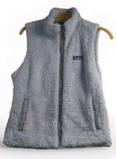 Patagonia Los Gatos Vest Womens Medium Sherpa Full Zip Fuzzy Pockets Cozy Warm 