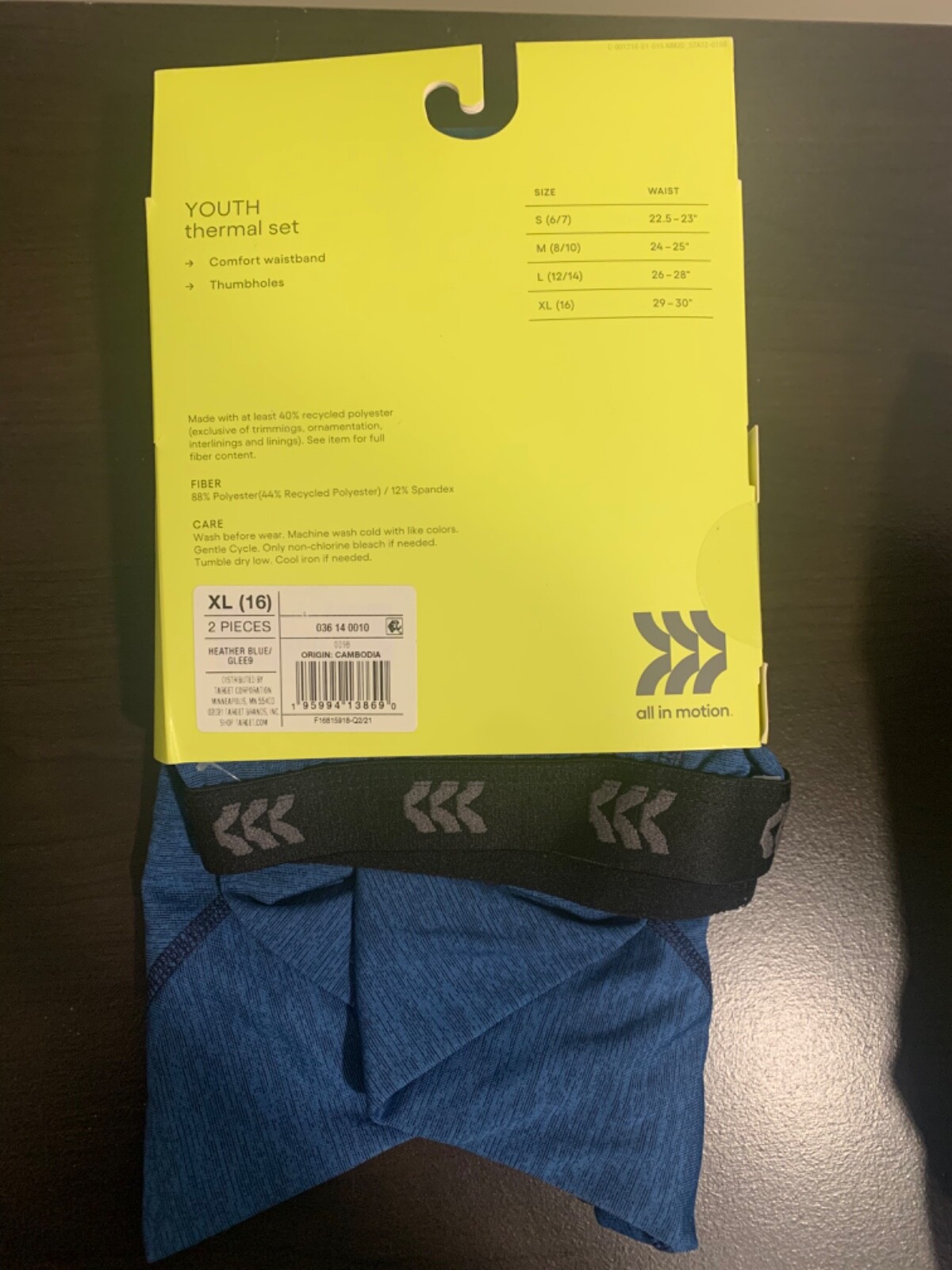 Unisex all in motion youth thermal shirt & pants set, choose your color