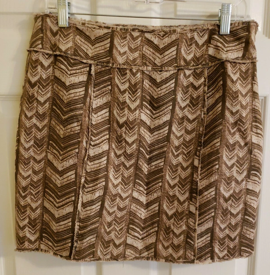 Mini-saia Michael Kors feminina listrada de linho marrom tamanho 6, super fofa - Imagem 2 de 4