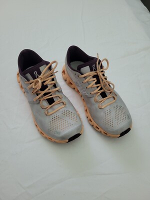 On Cloud X Silver Almond Peach Athletic Running Shoes Sneakers Women s Size 8.5