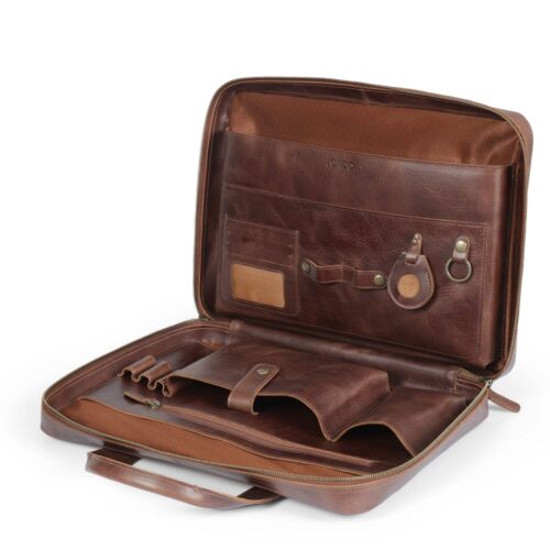 Personalisierte Leder Reise 16" Laptoptasche - Aktentasche Umhängetasche Portfolio - Bild 22 von 26
