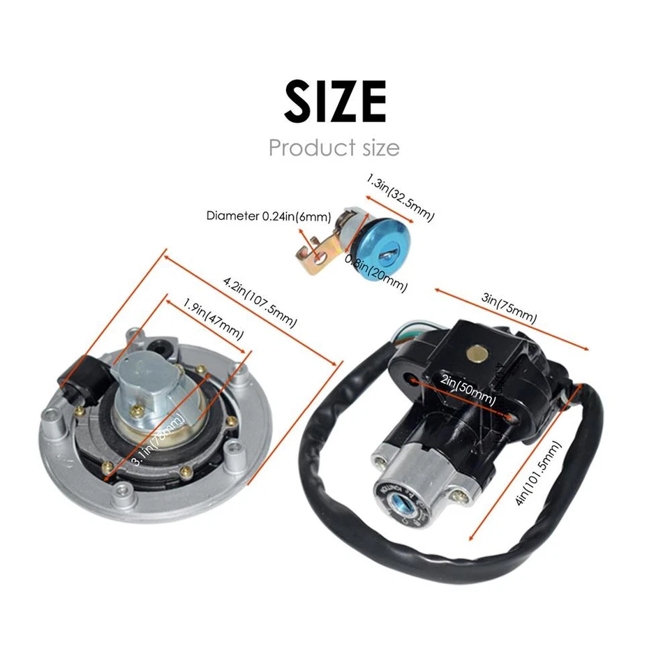 Juego de llaves de bloqueo de tapa de gas combustible interruptor de encendido para Suzuki GSXR750 2004-2015 GSXR600 Foto 2 de 4