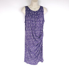 Michael Kors Womens Dress Medium Purple White Sleeveless Ruched Snakeskin