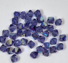 Swarovski Crystal Tanzanite AB Bicone Beads; 3 Sizes: 4mm, 6mm, or 8mm