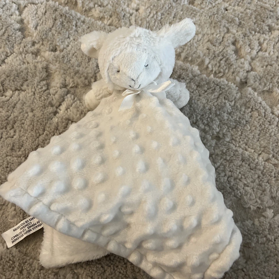 Blankets & Beyond Blanco Cordero Oveja Lovey Bebé Manta de Seguridad Minky Dots Suave- Foto 2 de 4