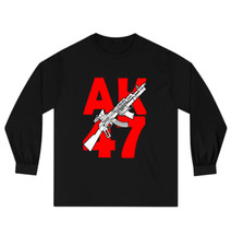AK-47 Automat Kalashnikov Firearms Men's Black Long Sleeve Size S to 3XL