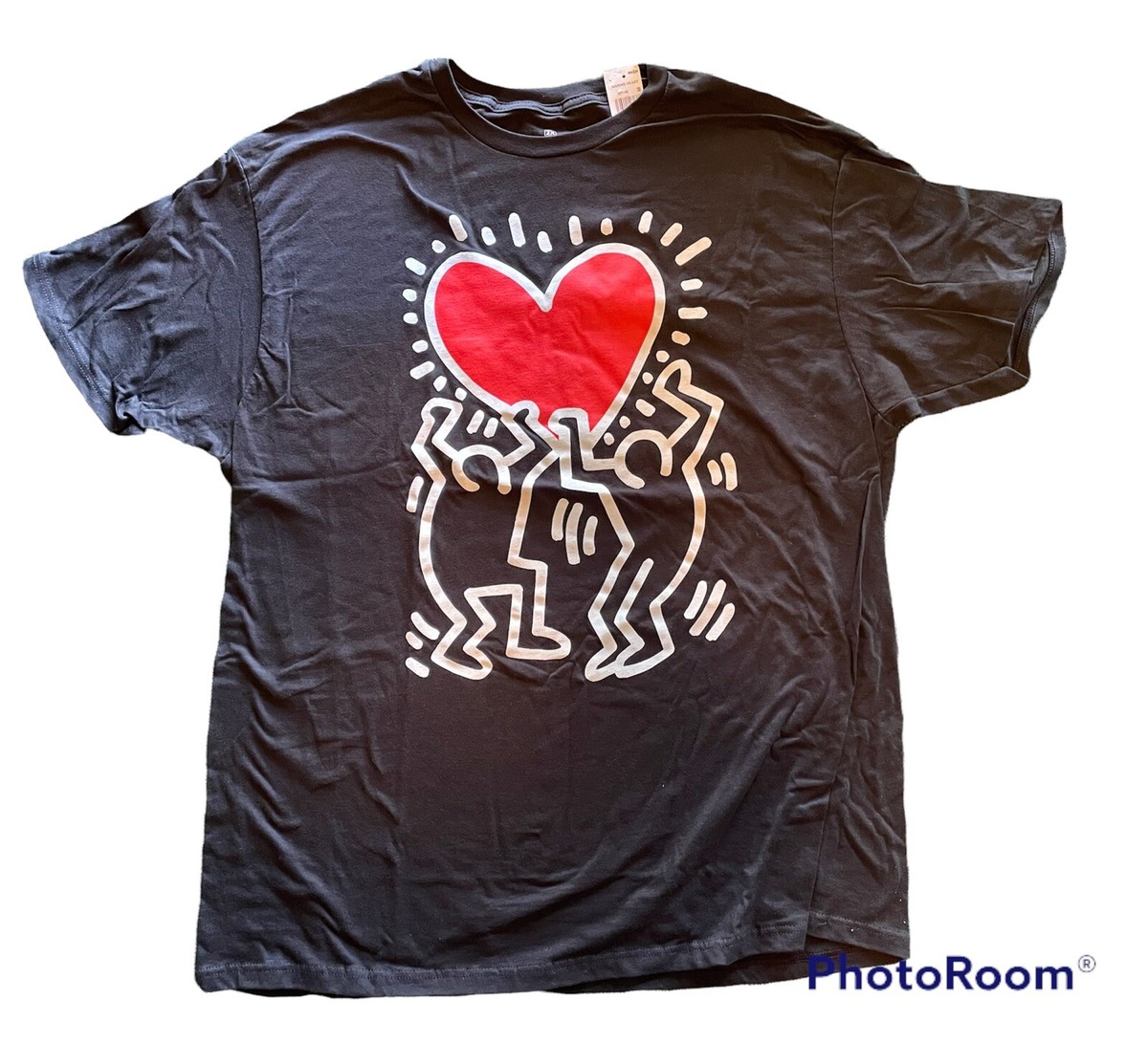 KEITH HARING T-SHIRT STREET ART POP LOVE RADIANT HEART DANCE MENS 