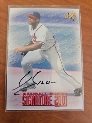 2001 Skybox E-X Randall Simon Autograph Atlanta Braves