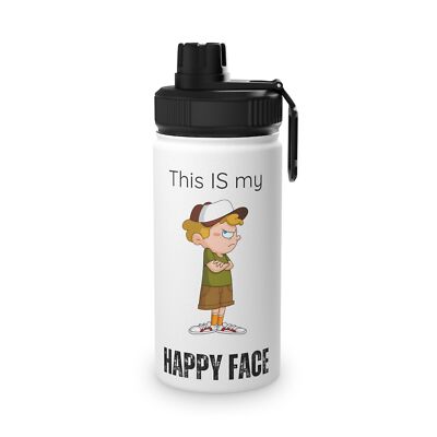 This IS My Happy Face Stainless Steel Water Bottle Sports Lid Funny Family Gifts