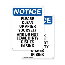  2 Pack Please Clean Up After Yourself OSHA Notice Sign Decal Metal Plastic