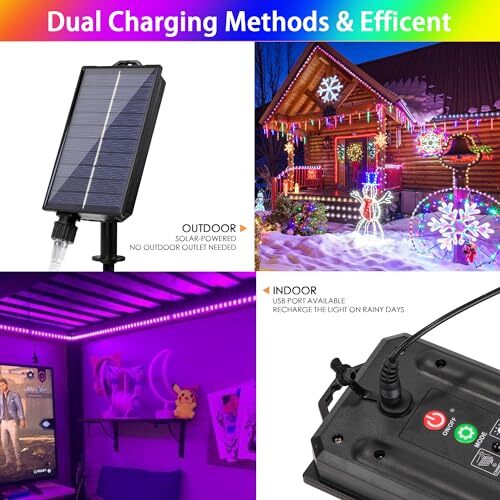 Solar Rope Lights Outdoor Waterproof, 18 Colors Changing Fairy String 33FT - Picture 6 of 7