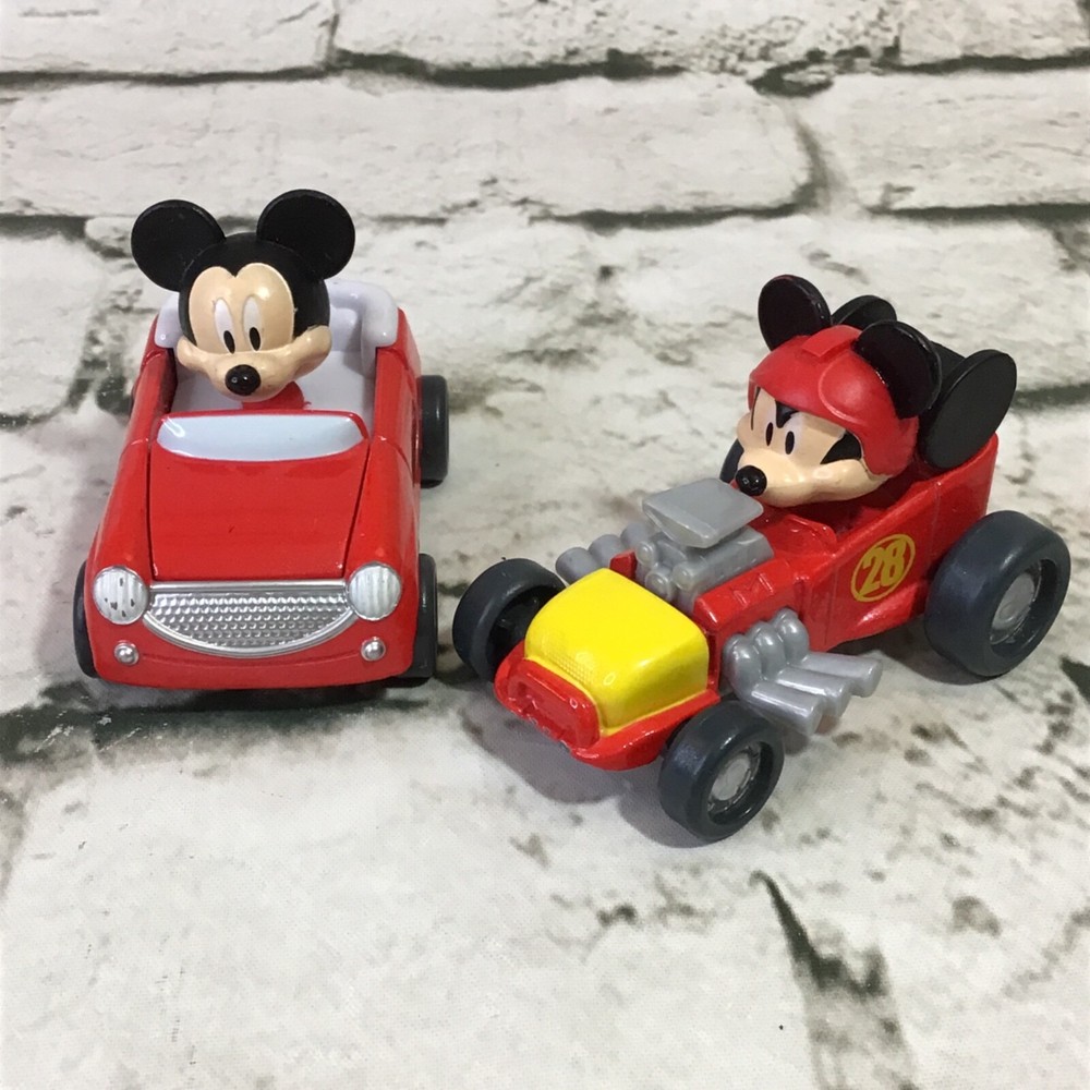 Disney Mickey Mouse Race Cars Lot Of 2 Red Classic