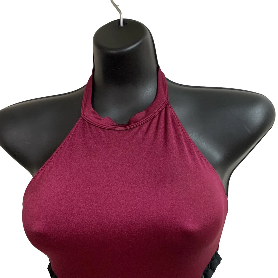 California Kisses Ropa de Baile Niña Talla XL Leotardo Corte Lateral Trenzado Borgoña Foto 2 de 4