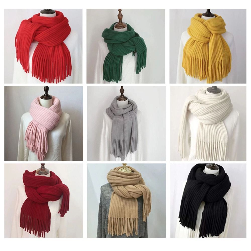 Soft Solid Color Scarves Warm Knitted Scarf New Winter Cashmere Scarf ...