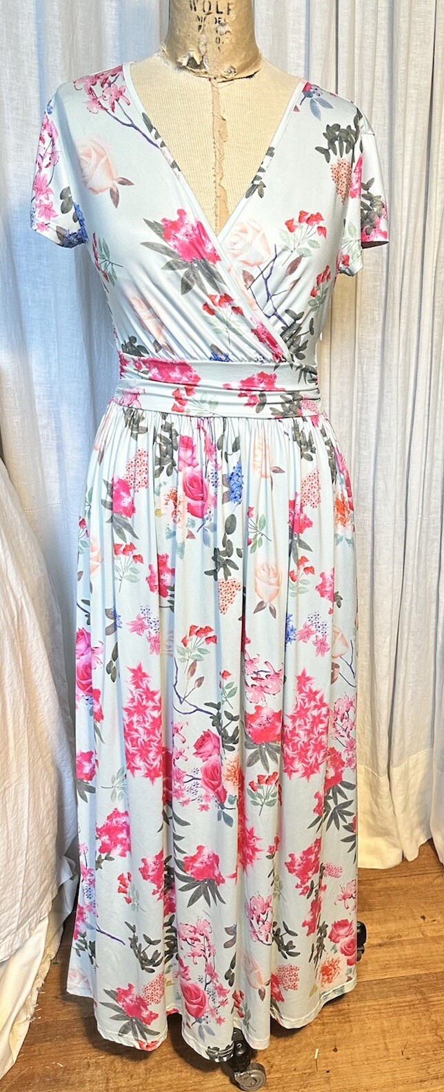 Ouges Womens S Sleeve Long Floral Jersey Dress Sz… - image 1