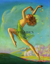 1935 Irene Patten Colorful Springtime Sexy Maiden Pin-Up Print Risqué Nymph Rare