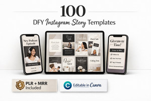 100 DFY IG Story Templates | Aesthetic Canva Bundle | PLR | MRS| Social Media Ki
