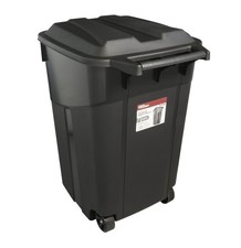 Hyper Tough 45 Gallon Wheeled Heavy Duty Plastic Garbage Can, Attached Lid