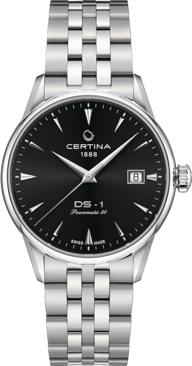 Men's DS 1 Automatic Watch, 38mm Steel, Powermatic 80, Black Dial, C029207110510