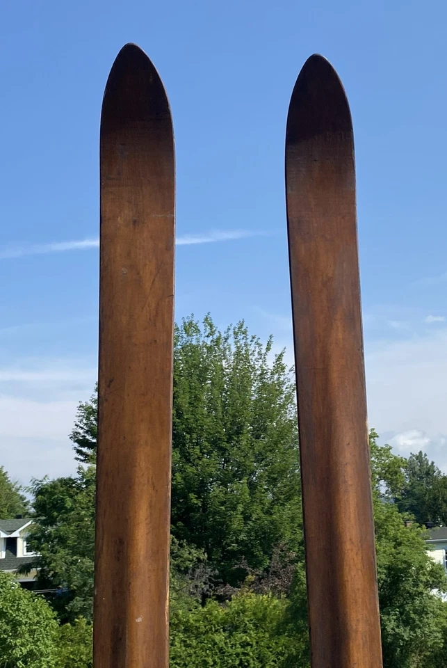 LOVELY Original OLD Antique WOODEN SKIS 83" Long SNOW COUNTRY ~BEAUTIES! - Image 2 of 3